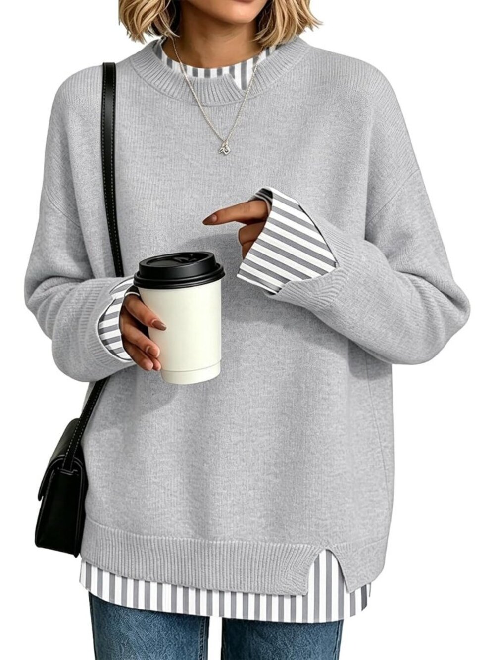 Cozy Oversized Knit Sweater for Women | Fall Winter Long Sleeve Pullover Outfit